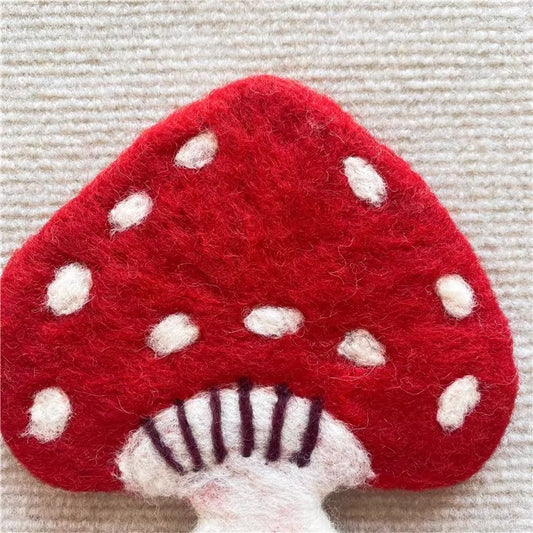 Handmade Wool Felt Mushroom Coaster