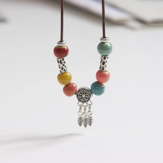 Handmade Ceramic Colorful Beaded Necklace