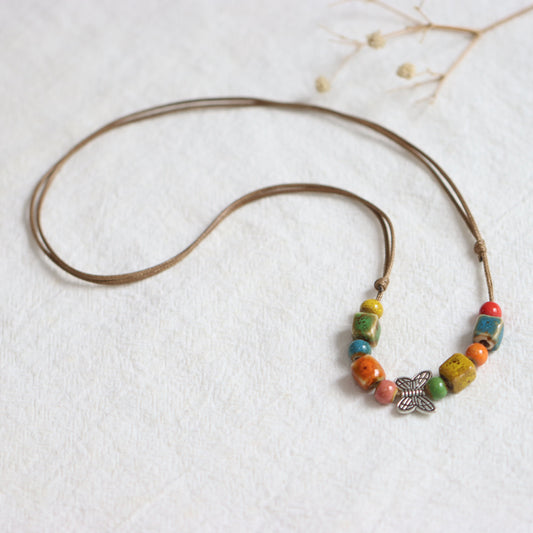 Handmade Ceramic Colorful Beaded Necklace