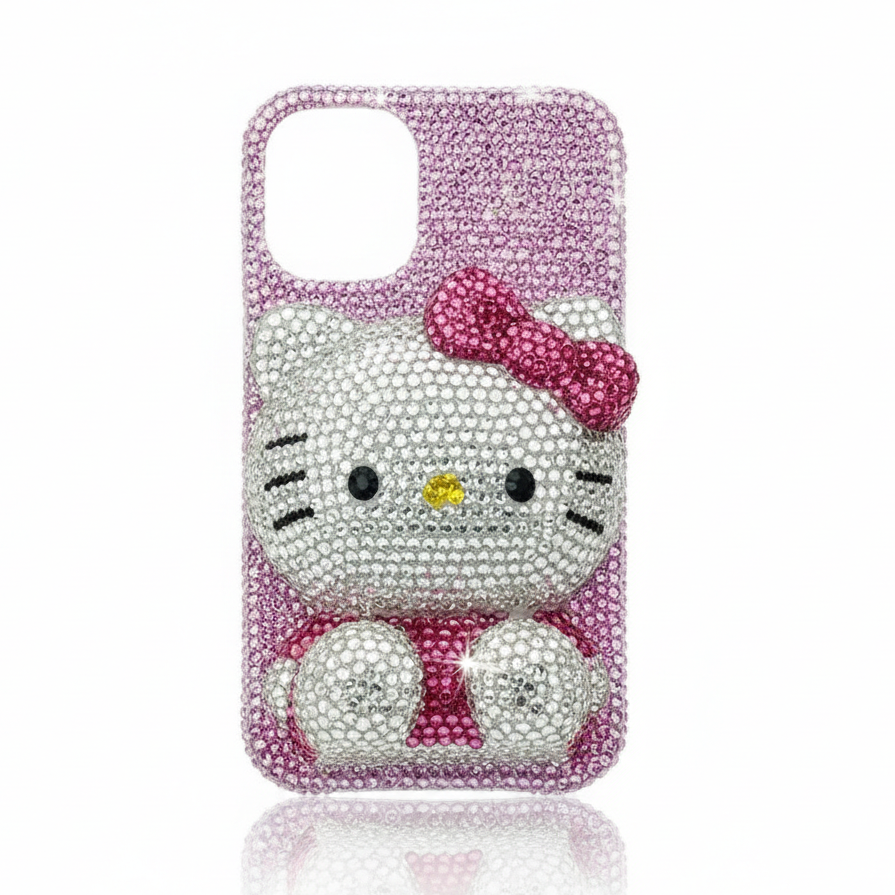 Handcrafted 3D Hello Kitty Rhinestone Phone Case with Chain – Cute ...