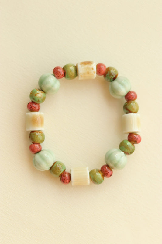 Ceramic Green Beaded Bracelet