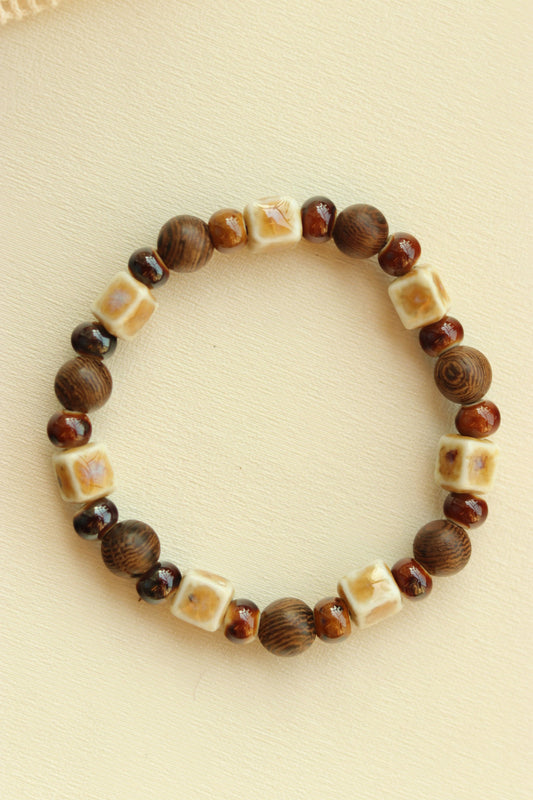 Ceramic Chocolate Hazelnut Beaded Bracelet