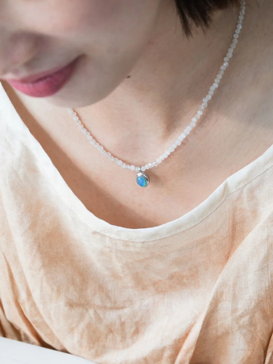 Moonlit Blue Opal Pendant Necklace