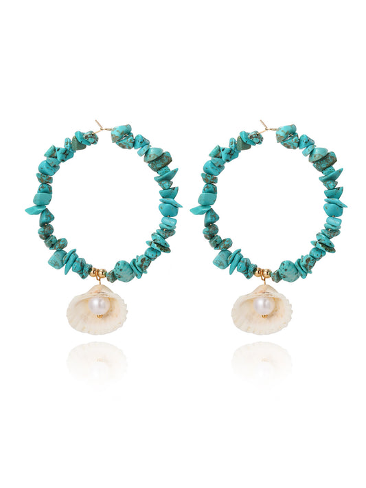 Pearl in Shell Hoop Earrings