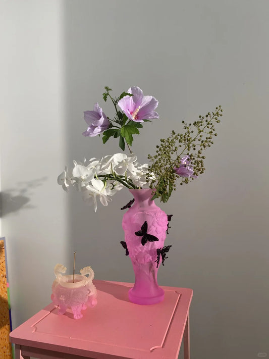 Pink Black Butterfly Dream 3D Printed Vase