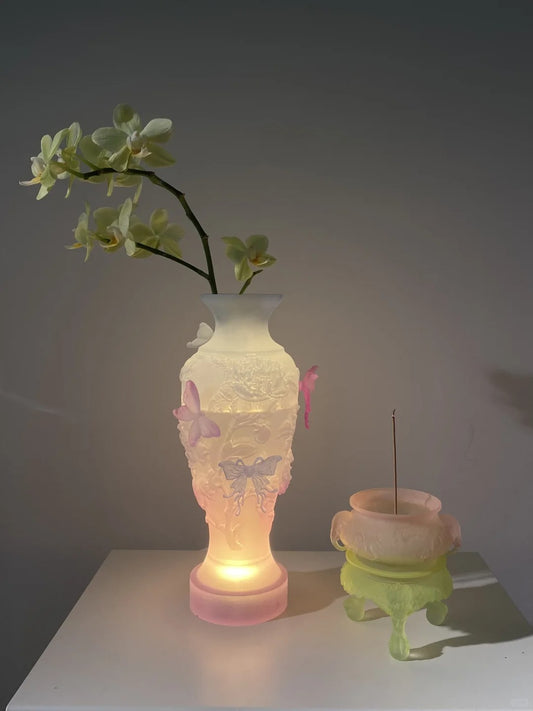 Pink Butterfly Dream 3D Printed Vase with Light