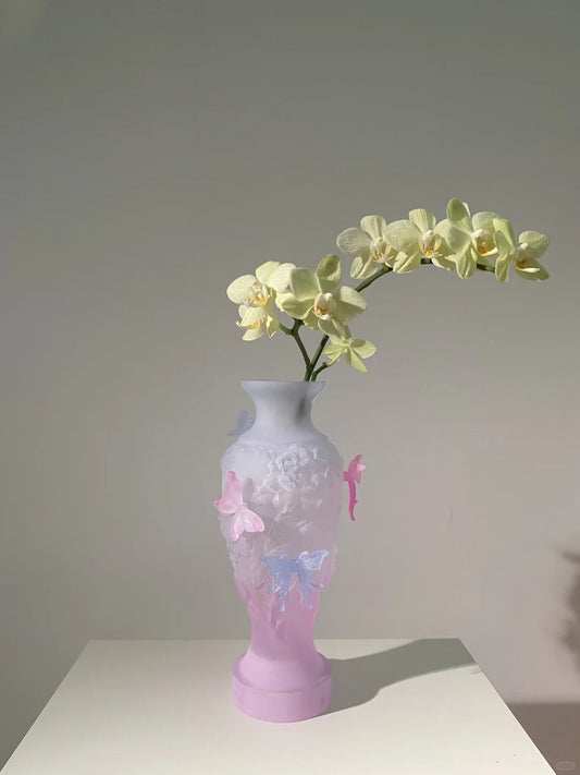 Pink Butterfly Dream 3D Printed Vase with Light