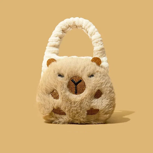 Plush Capybara Knitted Earphone Storage Pouch