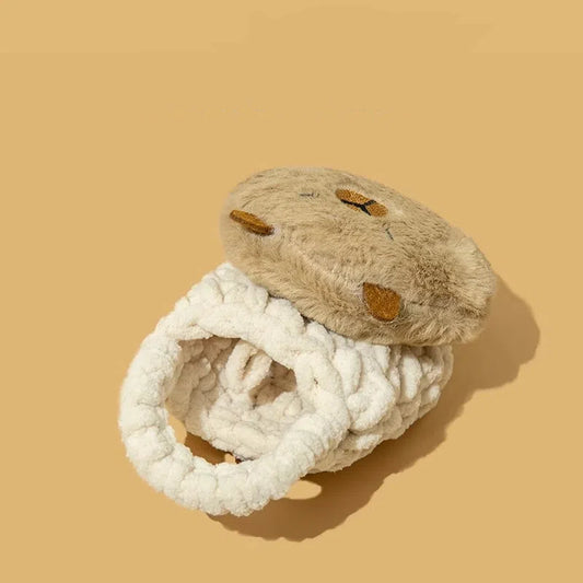 Plush Capybara Knitted Earphone Storage Pouch