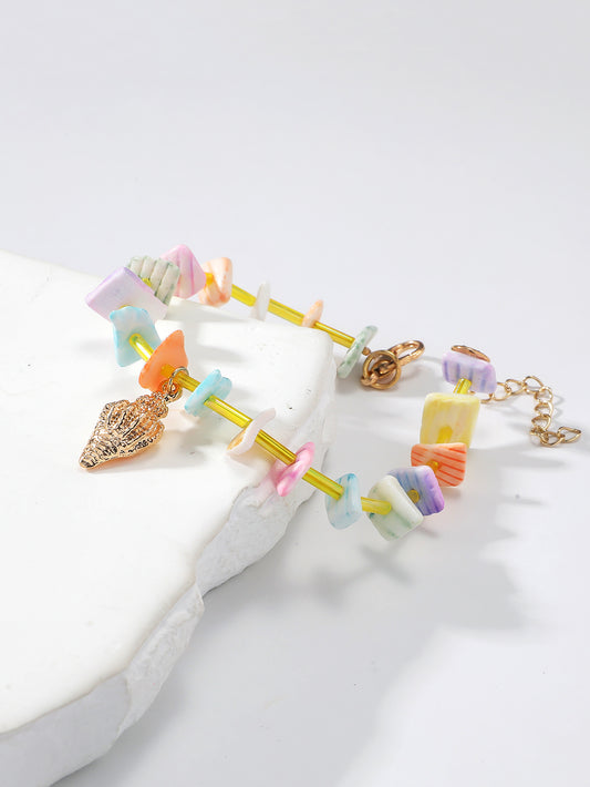 Rainbow Cracked Shell Bracelet