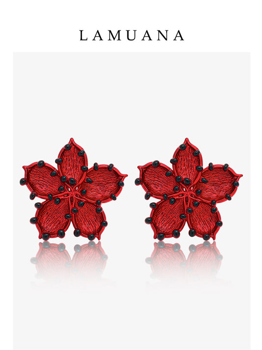 Red Blossom Earrings