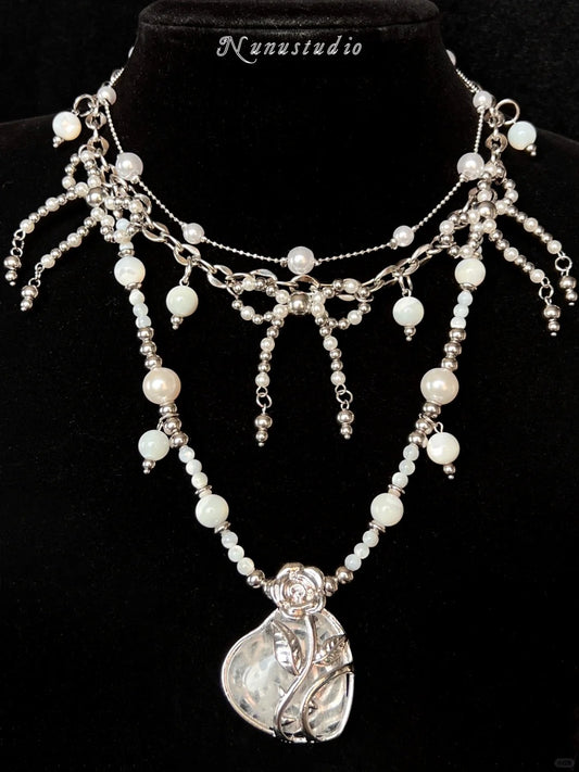 Rose Crystal Island Necklace