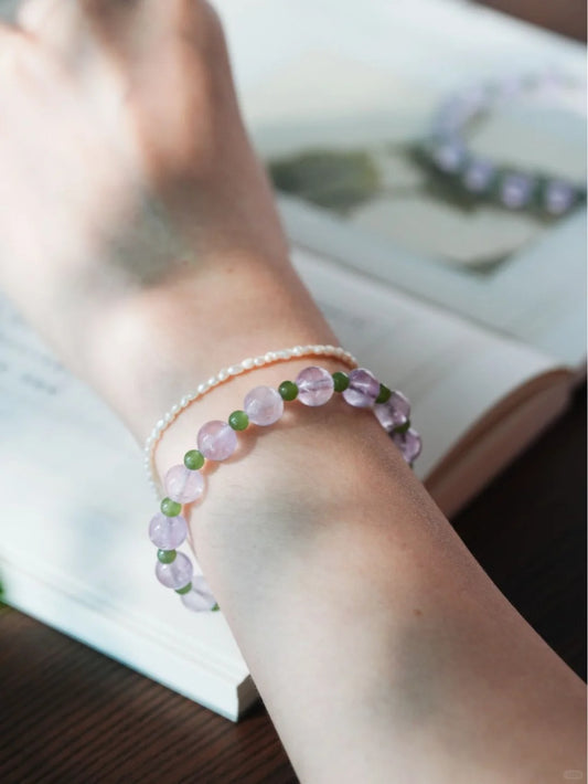 Serenity Amethyst and Jade Beaded Bracelet