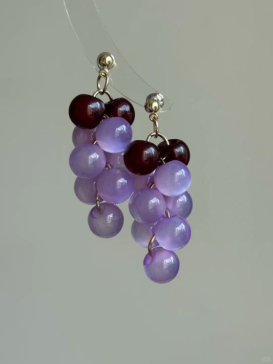 Glass Grape Earrings