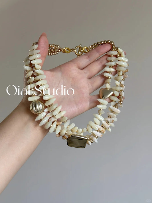 Statement Ivory Resin Layered Necklace