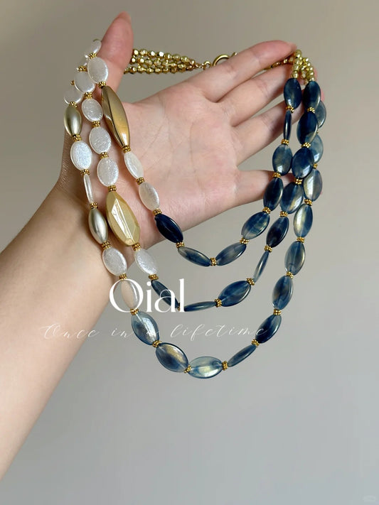 Vintage Mandala Lapis French Necklace