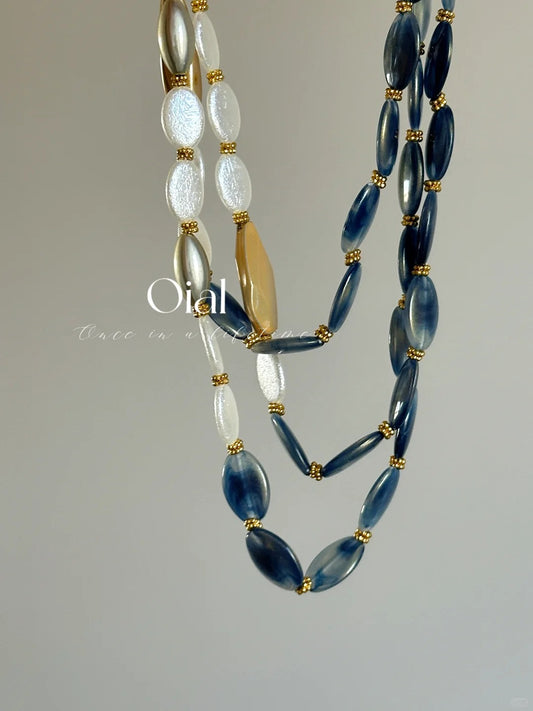 Vintage Mandala Lapis French Necklace