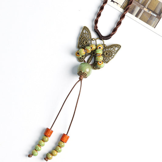 Handmade Ceramic Butterfly Necklace