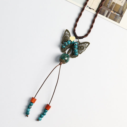 Handmade Ceramic Butterfly Necklace