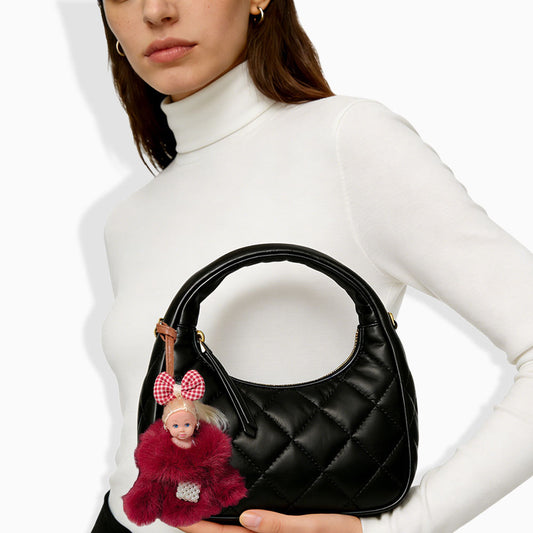 Burgundy Fux Barbie Bag Charm