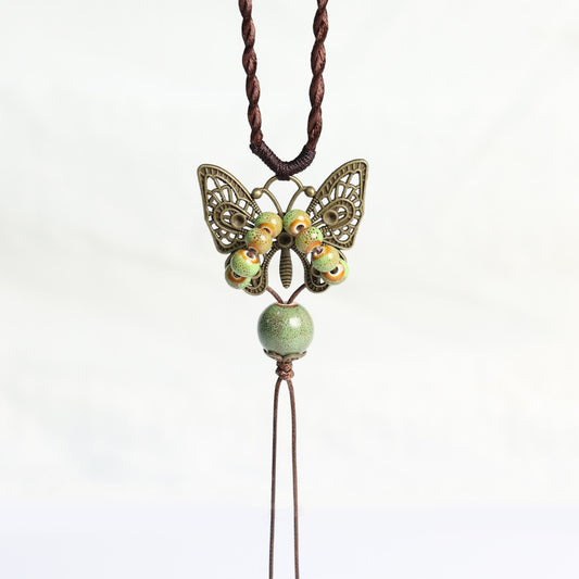 Handmade Ceramic Butterfly Necklace