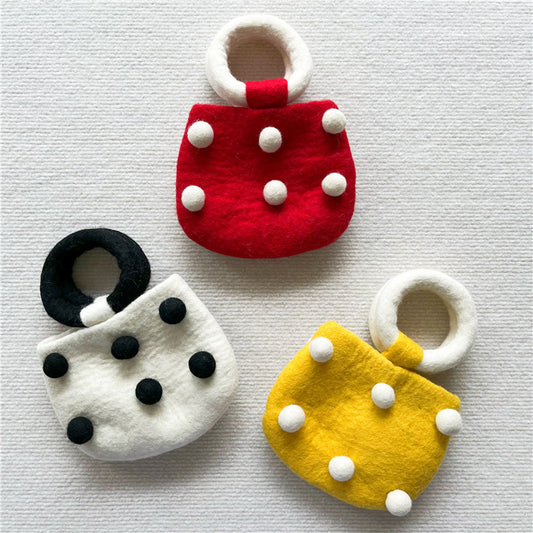 Handmade Wool Felt Polka Dot Handbag