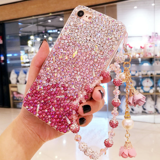 Handcrafted Rhinestone Gradient Pink Phone Case