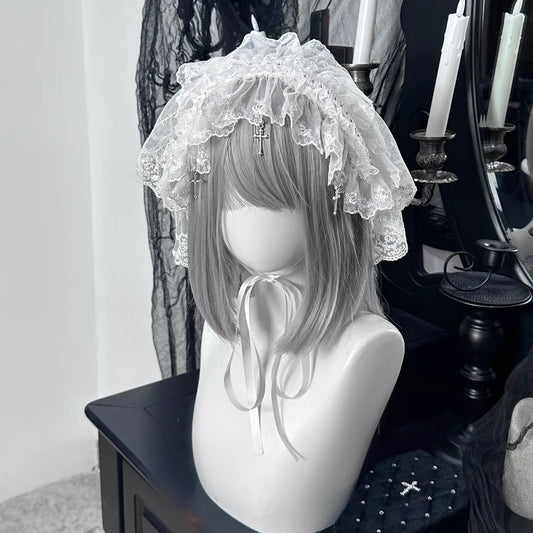 Lolita Cross Lace Veil Headdress
