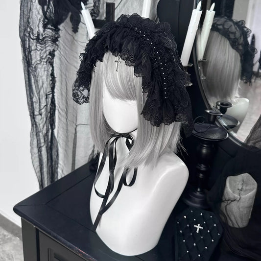 Lolita Cross Lace Veil Headdress