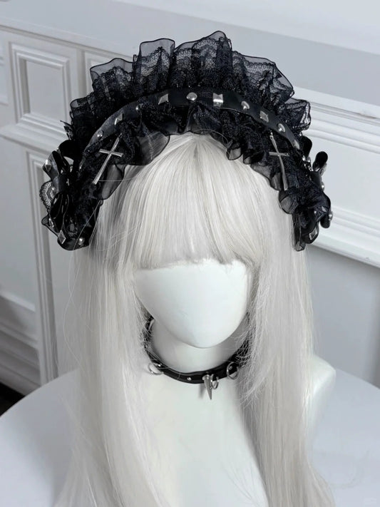 Black Lace Bow Headband
