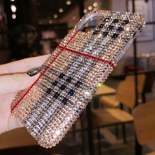 Handcrafted Rhinestone Classic Plaid Phone Case