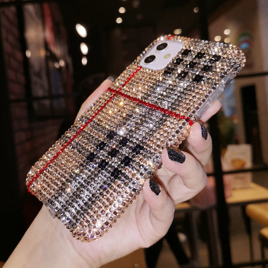 Handcrafted Rhinestone Classic Plaid Phone Case