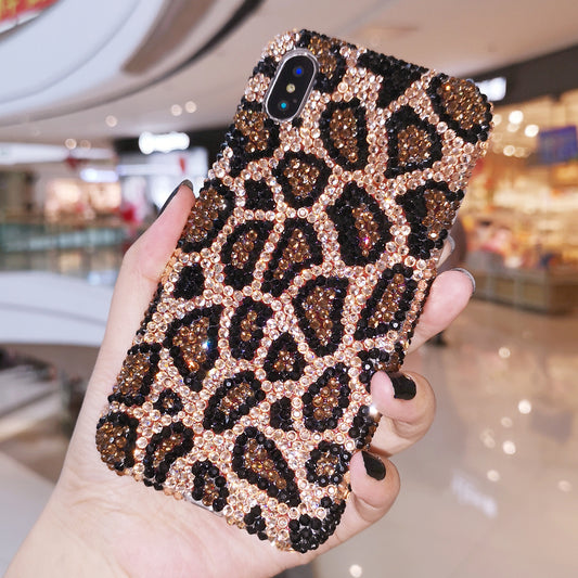 Handcrafted Rhinestone Leopard Print Phone Cases with Chains