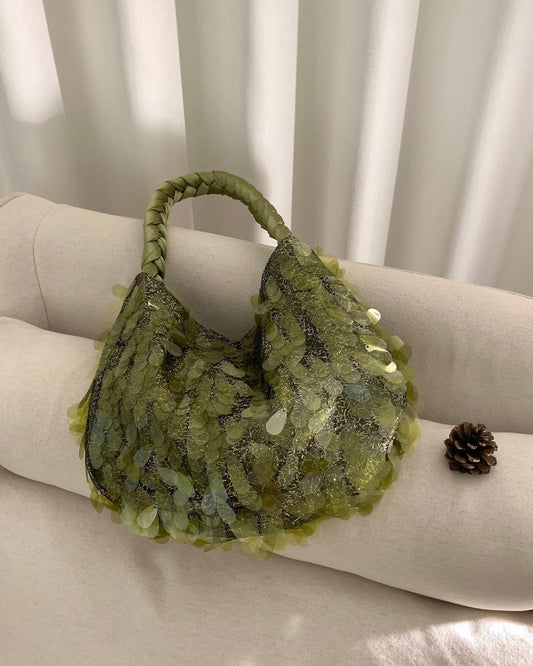 Handmade Cold Green Sequin Bag