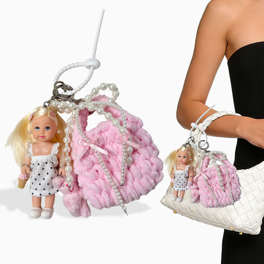 Pink Knit Barbie Bag Charm