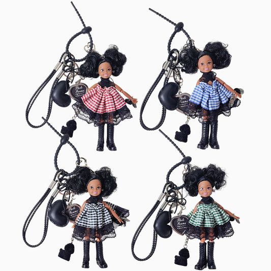 Checkered Dress Barbie Bag Charm