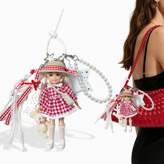 Lace Red Checkered Barbie Bag Charm
