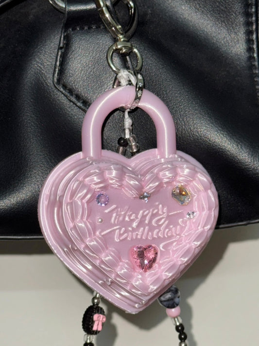 Pink Birthday Cake Bag Charm