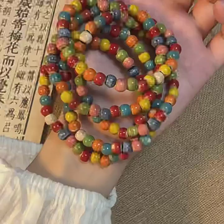 Ceramic Rainbow Beaded Bracelet