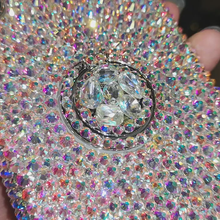 Handcrafted Rhinestone Phone Case with Ring