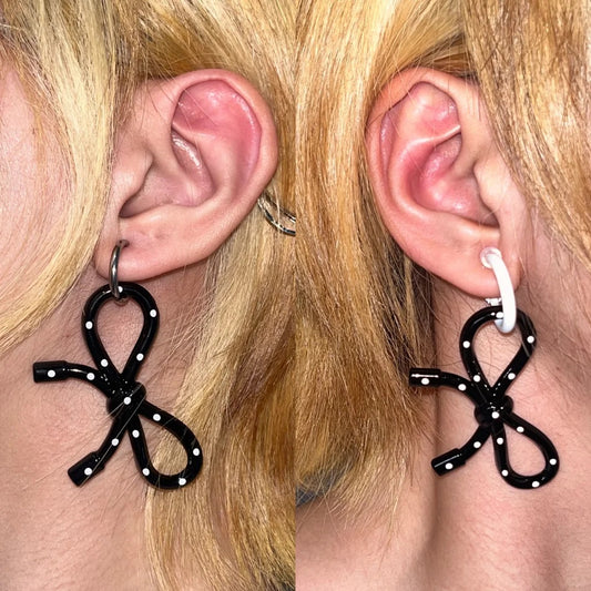 Retro Polka Dot Bow Earrings