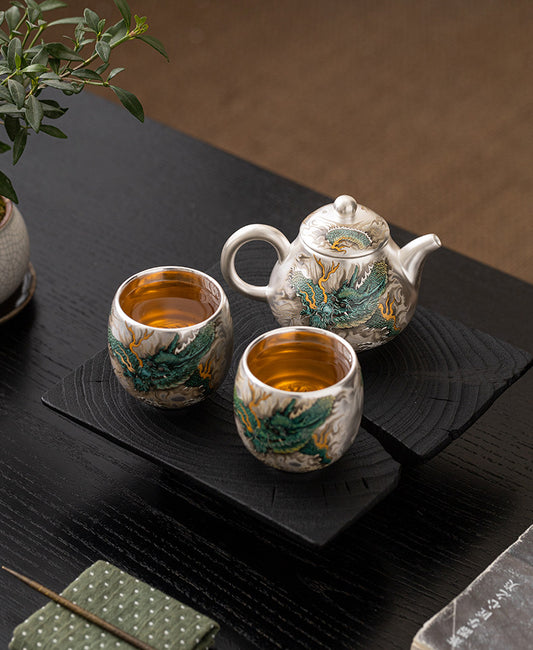 Silver Dragon Cup Set