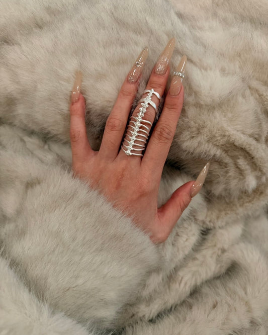 Silver Spine Bone Statement Ring