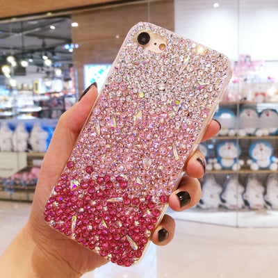 Handcrafted Rhinestone Gradient Pink Phone Case