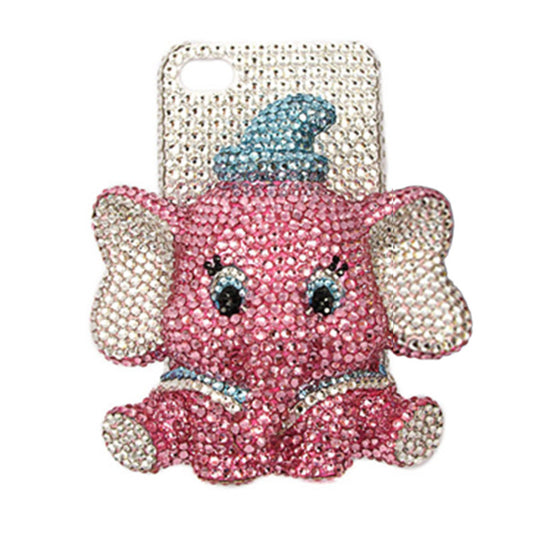 Handcrafted Rhinestone Pink 3D Elephant Phone Case