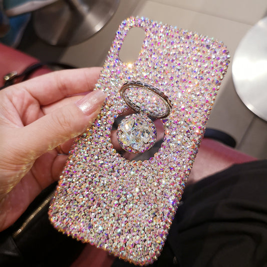 Handcrafted Rhinestone Phone Case with Ring