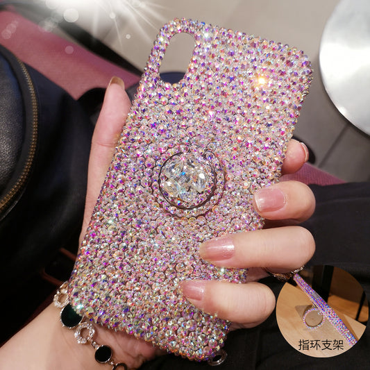 Handcrafted Rhinestone Phone Case with Ring