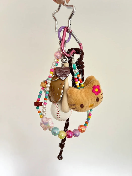 Handmade Tanned Skin Hello Kitty Baseball Retro Charm